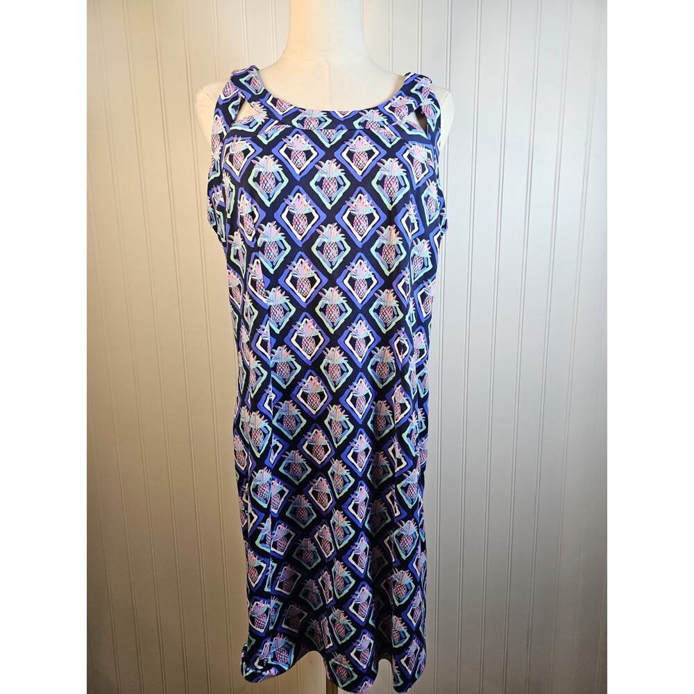 Lulu‎ B Pineapple Print Jersey Dress Women's Size L Tropical Beach Vacation
